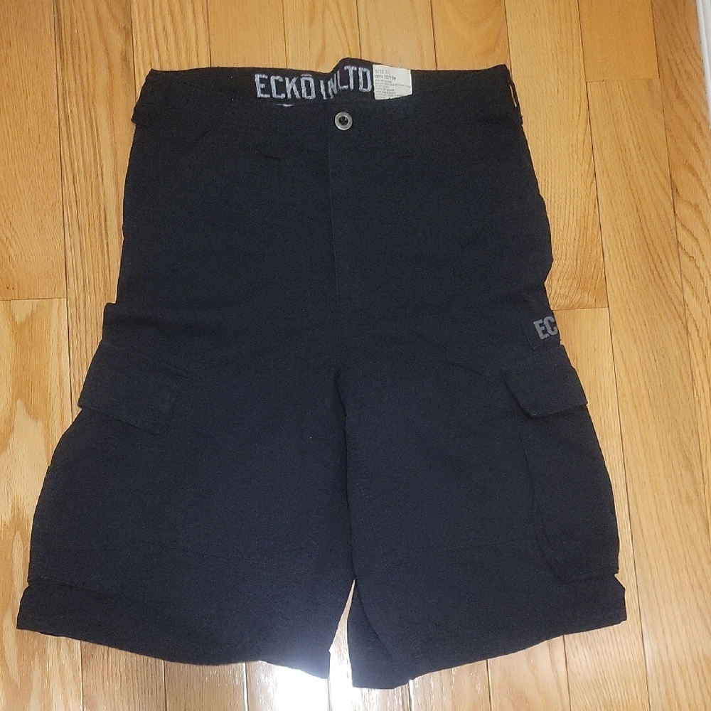 Ecko Unlimited Black Cargo Shorts Relaxed Fit